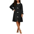 thumbnail image 3 of MGDXOX Long Sleeve Velvet Warm Nightgowns for Women Crew Neck Bow Nightshirts Winter Warm Cute Pullover Pajamas Sleep Dress Black M, 3 of 9