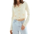 thumbnail image 2 of Women'S Contrast Trim Long Sleeve Button Front V Neck Cardigan Color L, 2 of 7