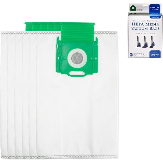 TRAHOO-Genuine Prima HEPA Canister Vacuum Cleaner Bags, Charcoal-Infused Green, Six Bags Included, RCHC-6