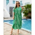 thumbnail image 4 of Edolynsa Casual Summer Women's Clothing Green Striped Outfit Button Down Kimono Cardigan Plus Size Swim Cover Up, 4 of 10