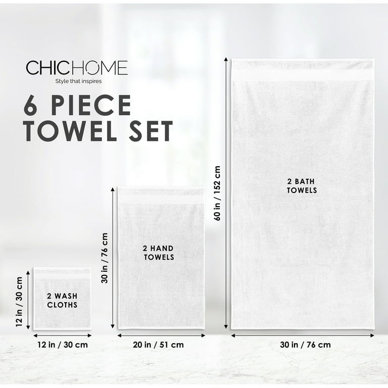 Chic Home Jacquard Turkish Cotton 6 Piece Towel Set in Blue