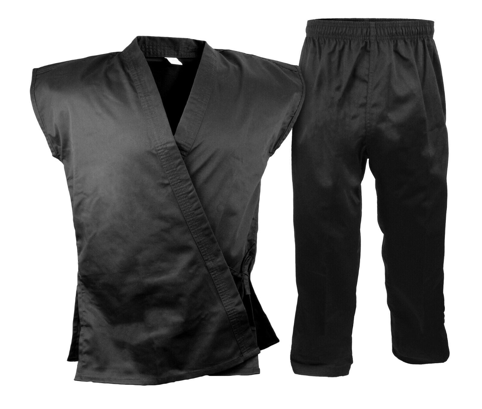Black/White/Red Sleeveless Martial Arts Uniform Gi Set Karate Taekwondo 