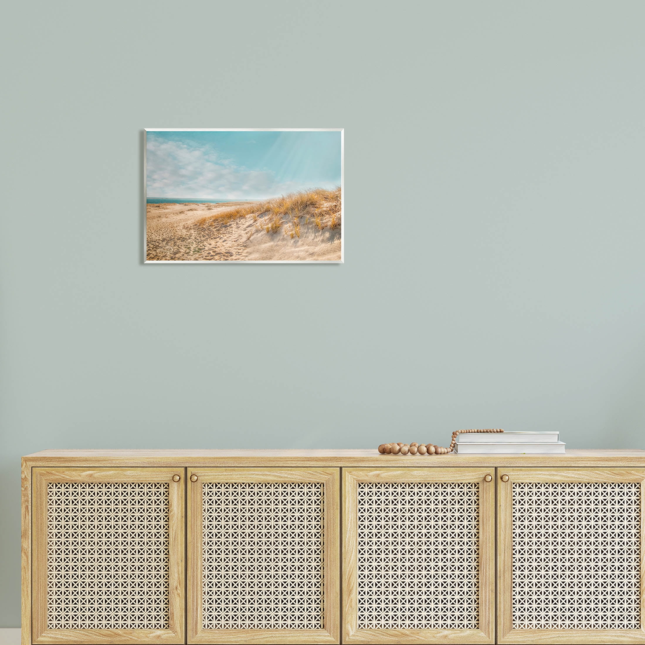 Sandy Ocean Beach Sun Rays Coastal Photograph Unframed Art Print Wall Art