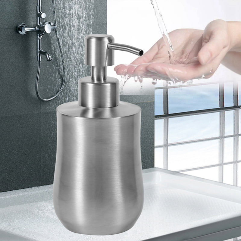Soap Dispenser Bottle Foaming Pump Countertop Stainless Steel Shampoo Bathroom 