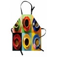 thumbnail image 1 of Kitchen Apron Cups of Coffee Tea Hot Chocolate on Colorful Background with Tasty Deserts Biscuits, Unisex Kitchen Bib Apron with Adjustable Neck for Cooking Baking Gardening, Multicolor, by Ambesonne, 1 of 3