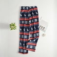 thumbnail image 3 of Women's Christmas Pattern Plush Sleep Pants with Soft Elastic Waist and 2 Pockets, Comfortable Pajama Bottoms for Home and Nightwear,Dark Blue,L, 3 of 7