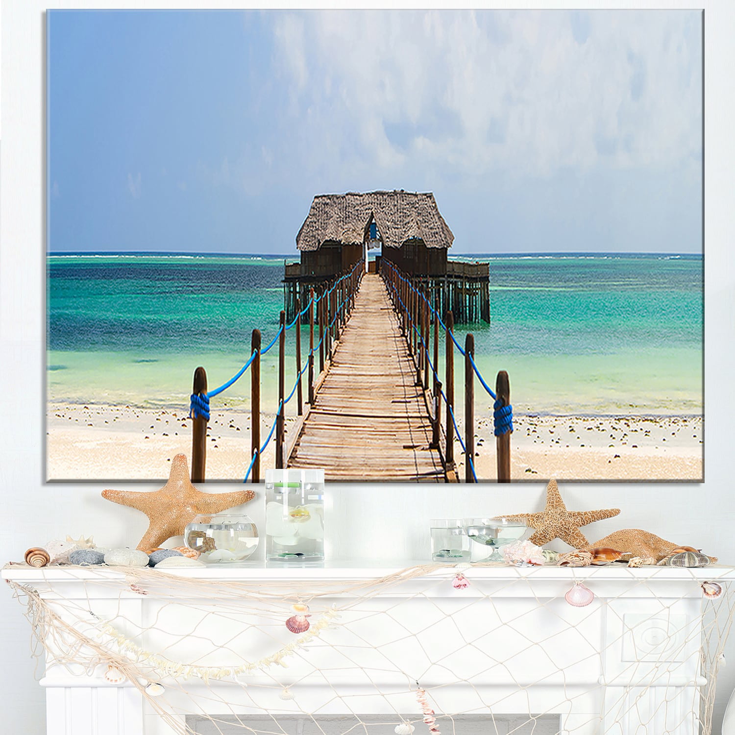 39 in Designart TAP11499-39-32 Exotic Wood Jetty at Zanzibar Island Wooden Sea Bridge Blanket Décor Art for Home and Office Wall Tapestry x 32 in Medium
