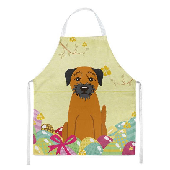 Carolines Treasures BB6039APRON Easter Eggs Border Terrier Apron Large multicolor