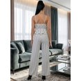 thumbnail image 3 of Conjunto para Mujer 2 Piezas Rayado Top Peplum con Tirantes y Pantalón Palazzo Set Elegante Casual de Tela Ligera, 3 of 5