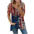 thumbnail image 2 of GaThRRgYP Summer Tops for Women,Womens tops V Neck Sweatshirts,Womens Sexy V-neck Collar Zipper Color Short Sleeve Fold Casual Blouse Tops Red#1 M, 2 of 5