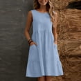 thumbnail image 5 of XuJwPNcy Summer Dresses for Women Sleeveless Loose Fit Sundresses with Pockets A Line Knee Length Dress Casual Beach Clothes, 5 of 6