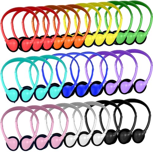 Ladont Paquete de 30 auriculares para niños a granel para aula escolar, auriculares con cable para niños, estudiantes, niños, adolescentes, niños, niñas, venta al por mayor, auriculares multicolores d