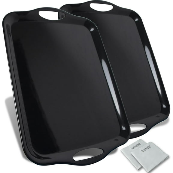 Large Melamine Serving Trays for Eating, 17.5’’ x 12’’ Serve Platter for Appetizer, Charcuterie, Food, Snack, Cupcakes, Dessert, BPA-Free, Dishwasher Safe Tray, Set of 2, White