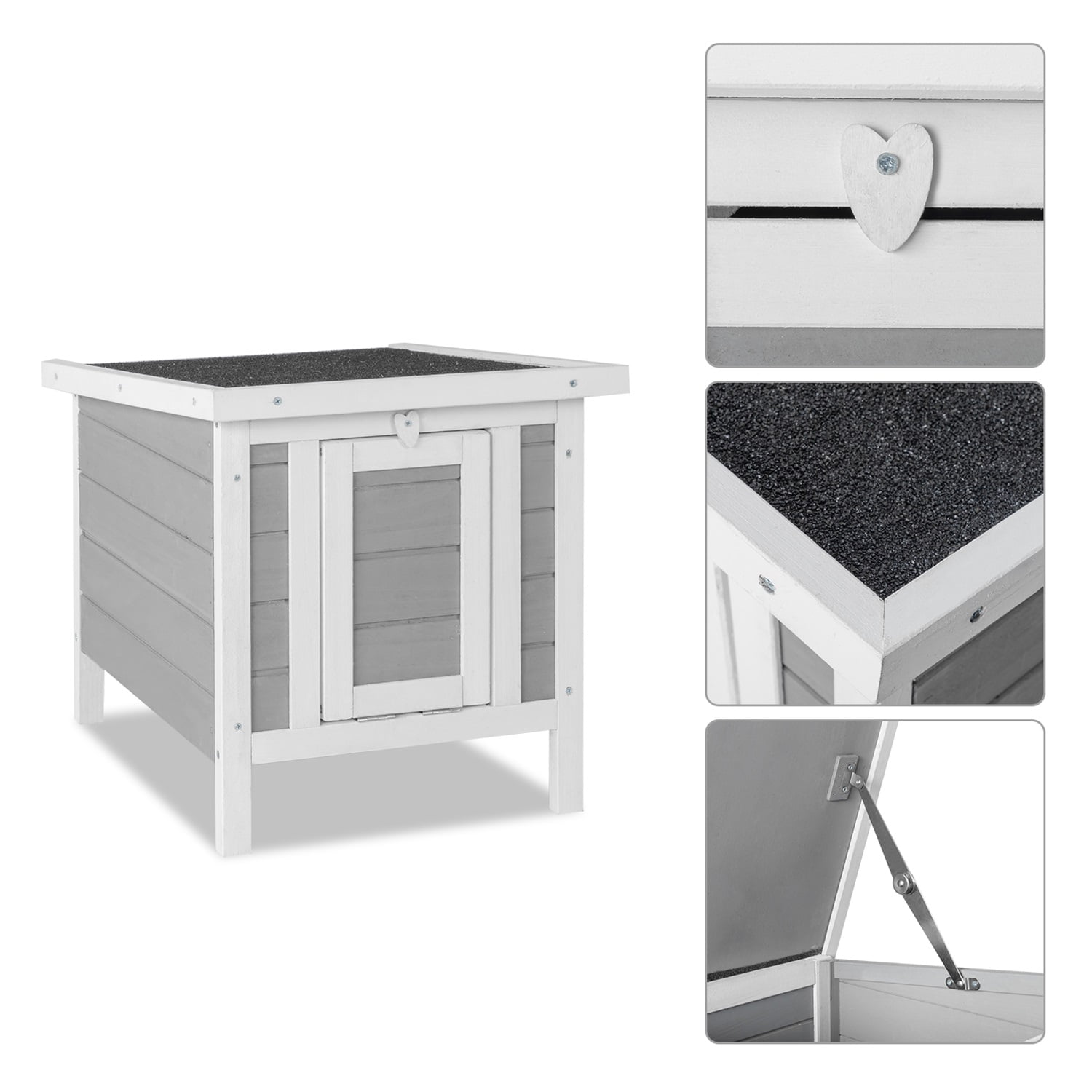 Pefilos 20" Waterproof Pet Bunny House Wooden Rabbit Hutch for Outdoor Small Animal Cat Habitat, Gray Pefilos 20" Waterproof Pet Bunny House Wooden Rabbit Hutch for Outdoor Small Animal Cat Habitat, Gray