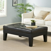 Brown Storage Ottoman with Drawer, Faux Leather Ottoman Living Room Footrest, Ottoman Coffee Table for Bedroom