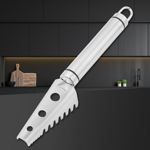 Stainless Steel Fish Scaler - Manual Scraper Tool Rust-Resistant Kitchen Gadget Ergonomic Grip Efficient Scale Remover for Seafood, Silver, JKODE