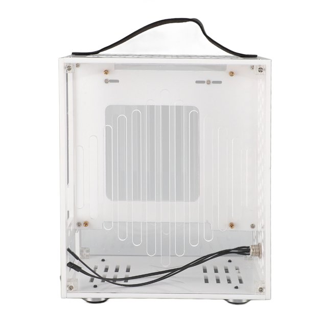 Mini Portable ITX Computer Case, Full Transparent DIY Desktop Case 2.5 Inch SSDs Compact Mini ITX Case with Handle, 1 Cooling Fan for 170x170mm Motherboard