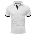 thumbnail image 4 of Kagetolytai Top Men's Summer Solid Color T-shirt With A 3 Button Open Collar And Button Up Short Sleeved Top Shirts for Men White 4XL, 4 of 5
