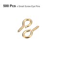 thumbnail image 3 of 500 Pack Small Screw Eye Hooks Mini Eyelets Screws, 4x8x1mm, Gold Tone, 3 of 5