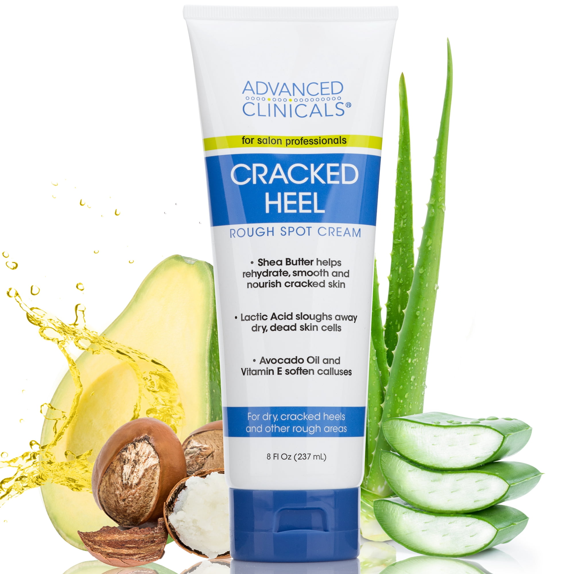 Advanced Clinicals Cracked Heel Cream For Dry, Cracked Feet. Moisturizing Cream for Heels. 8 fl oz