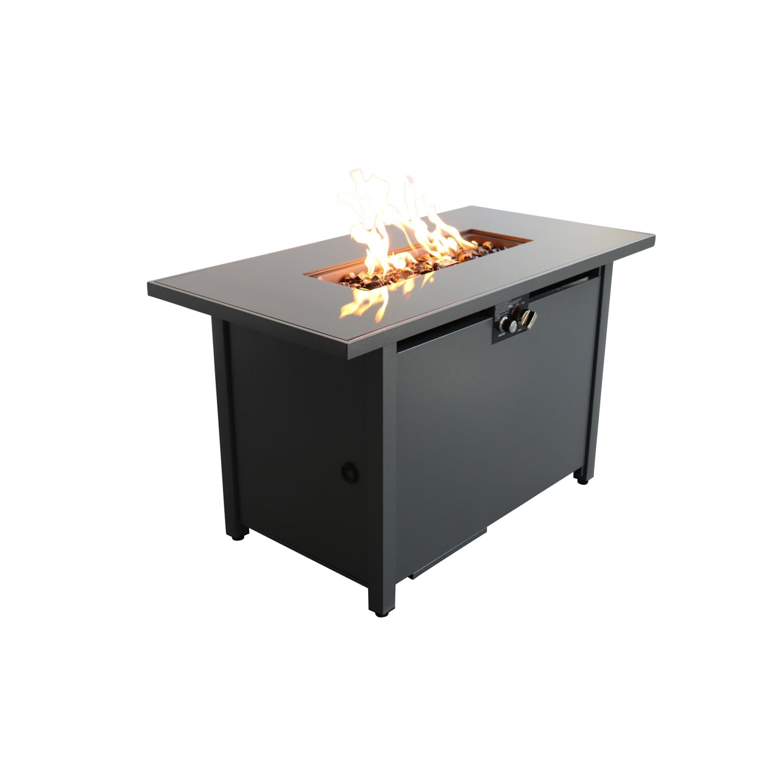 Newboti Furniture 25" H x 42" W Steel Outdoor Fire Pit Table with Lid (Black) 65936