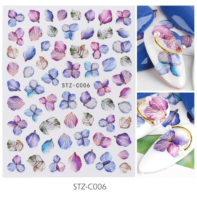 CEHVOM Nail Stickers Simulation Dried Flowers Butterfly Flowers 3D Nail Decals