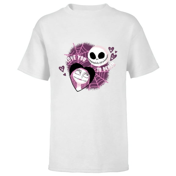 Disney The Nightmare Before Christmas Love You To Death - Short Sleeve T-Shirt for Kids - Customized-White