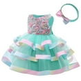 thumbnail image 3 of Girls Flower Dress Toddler Kids Ruffles Wedding Princess Dresses with Headband Gown, 3 of 7