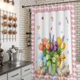 thumbnail image 4 of Shower Curtain for Bathroom Watercolor Easter Patterns Flowers Waterproof Bath Curtains Shower Curtains with Hooks,Pink White Plaid Bathroom Curtain Privacy Drapes for Bathtubs Toilet 72x72in, 4 of 9
