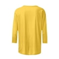 thumbnail image 5 of Yellow Women's Long Sleeve T-shirt, Women'S Casual 3/4 Sleeve T Shirts 2025 V Neck Tunic Tops Cute Tees Blouses Loose Fit Business Work Tee Top,Women's Long sleeve T-shirt XL, 5 of 5