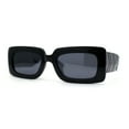 thumbnail image 2 of Womens Simple Mod Rectangle Narrow Plastic Sunglasses All Black, 2 of 4