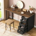 thumbnail image 4 of Tribesigns Coiffeuse de 47 Pouces avec 5 Tiroirs (1, Brun+noir), 4 of 5