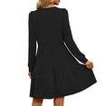 thumbnail image 5 of Tdoqot Womens Cotton Dresses with Pockets- Ruffle Stretch Casual Long Sleeve Midi Dress Spring Dresses Black Size M, 5 of 8