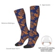 thumbnail image 4 of Gaeub Golden Maple on Navy Blue Printed Design Socks Stretchy High Tube Socks for Men Women Teens , Softball Soccer Socks for Hiking, Sport, 4 of 6