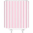 thumbnail image 4 of Pink White Striped Shower Curtain Vertical Stripe Geometric Modern Farmhouse Chic Style Bathroom Decor Fabric Curtains with Hook, 4 of 6