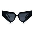 thumbnail image 3 of Womens Geometric Bold Chunky Triangular Cat Eye Plastic Fashion Sunglasses All Black, 3 of 8