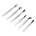 thumbnail image 3 of BOKYAN 6‑Piece Stainless Steel Tweezers Set – Rubber‑Wrapped, Multifunctional False‑Eyelash & Stamp Collection Tool, 3 of 7