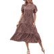 thumbnail image 1 of Vestido PRETTYGARDEN Boho Floral con Volantes y Mangas Abullonadas de Largo Midi Talla M, 1 of 6