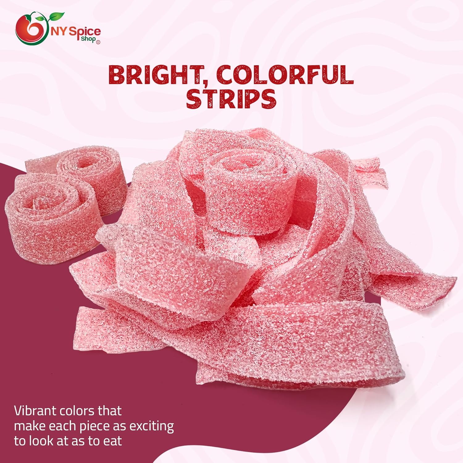 NY SPICE SHOP Pink Lemonade Sour Belts - 3 Pound - Sour Strips Candy - Sour Candy Strips - Sour Belts Candy - Candy Strips - Candy Belts - Sour Stripes