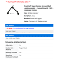 thumbnail image 2 of Front Left Upper Control Arm and Ball Joint Assembly - Compatible with 1989 - 2000 GMC C3500 1990 1991 1992 1993 1994 1995 1996 1997 1998 1999, 2 of 2