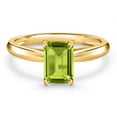 thumbnail image 3 of Gem Stone King 10K Yellow Gold Green Peridot Engagement Ring for Women | 1.00 Cttw | Emerald Cut 7X5MM | Gemstone August Birthstone | Size 7, 3 of 6
