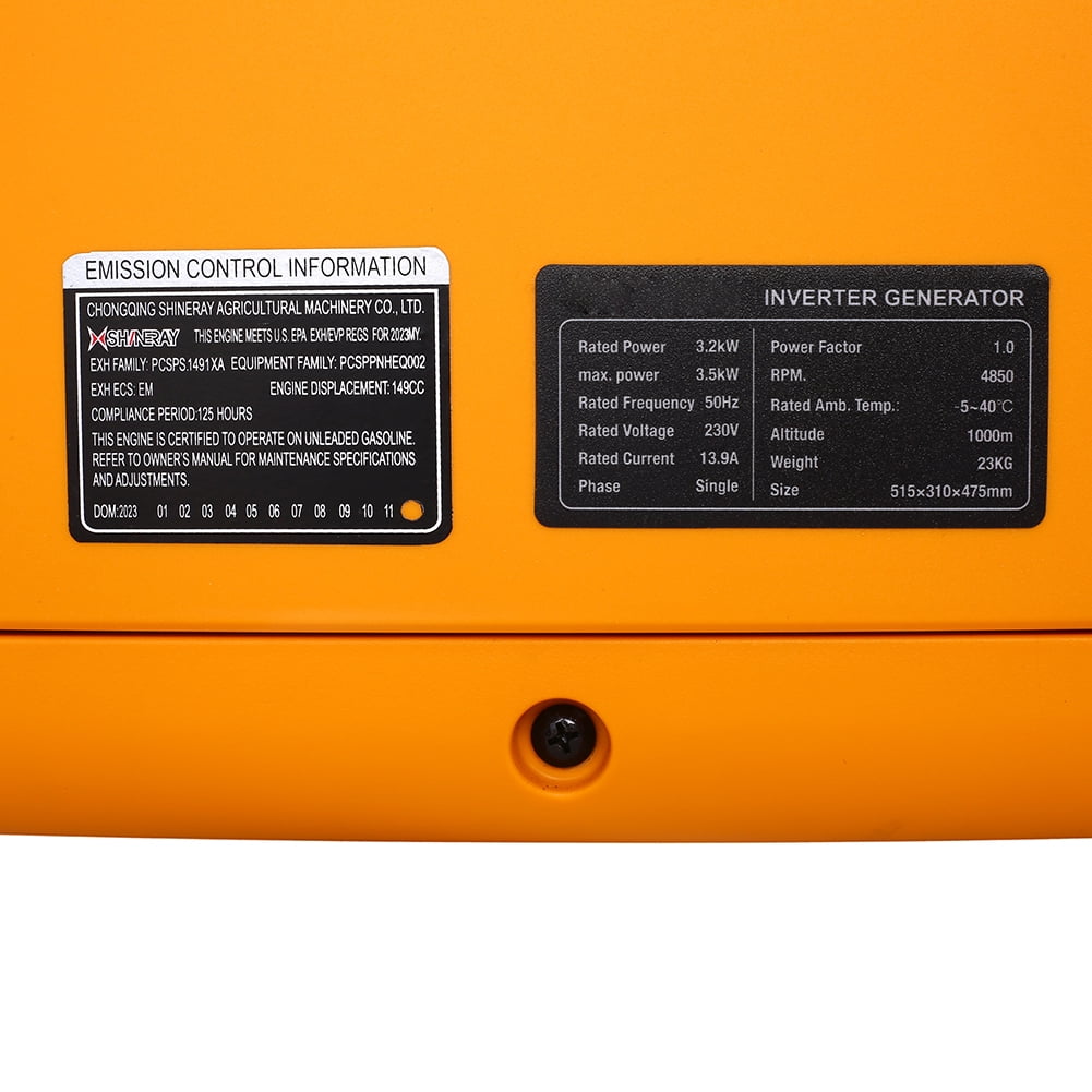 Danolapsi 3500 W Portable Inverter Generator, Portable Generator Gas Powered With CO Sensor, 120V 30 Amp RV Outlet, 2 120V 20 Amp Outlets, 2 5V DC USB Outlets, DC12V Socket