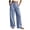 Blue, variant on Bloomae Womens Wide Leg Pants Summer Casual Drawstring Wide Smoked Elastic High Waist Comfy Pleated Lounge Pant Lightweight Casual Loose Slacks Work Busines Trousers with Pockets