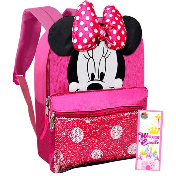 Disney Minnie Mouse Mini Preschool Backpack for Toddler Girls (12) (Minnie Mouse School Supplies Bundle)