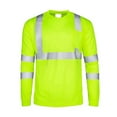thumbnail image 4 of Men's Reflective Strip Long Sleeve Work T-Shirt Construction Workwear for Spring Fall Safety Wear,Fluorescent Green,L, 4 of 5