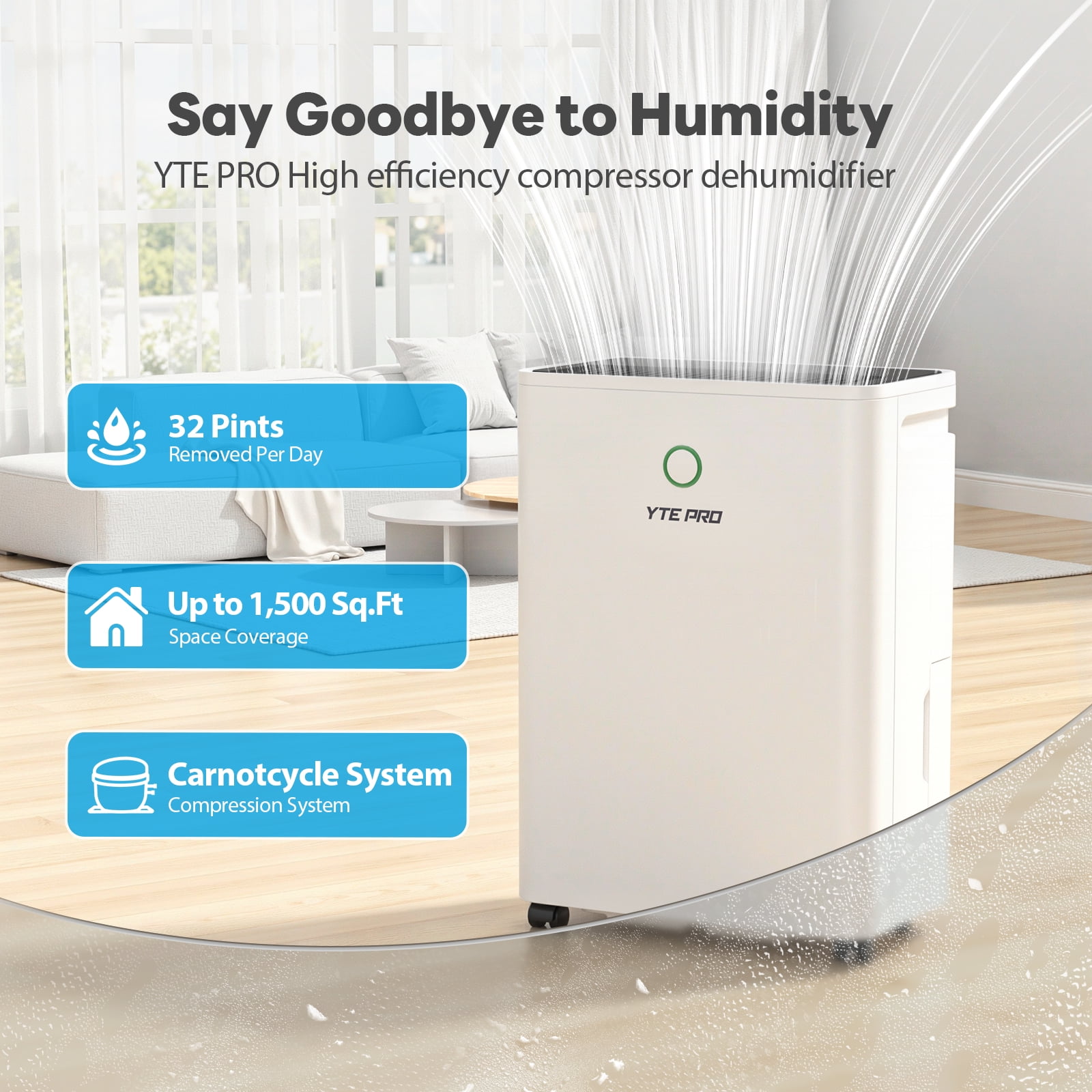 1800Sq.Ft Dehumidifier, 30Pint Dehumidifiers for Home, Ultra Quiet Dehumidifier for Large Room, Bathroom,Bedroom, with 6.56FT Drain Hose,0.66Gal Water Tank, 3-Color Humidity Light