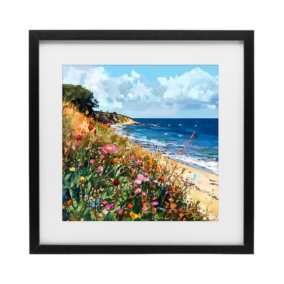 Stupell Industries Contemporary Enchanted Oceanside Meadow Black Framed Print Under Glass, 13 x 13, by Creative Studio