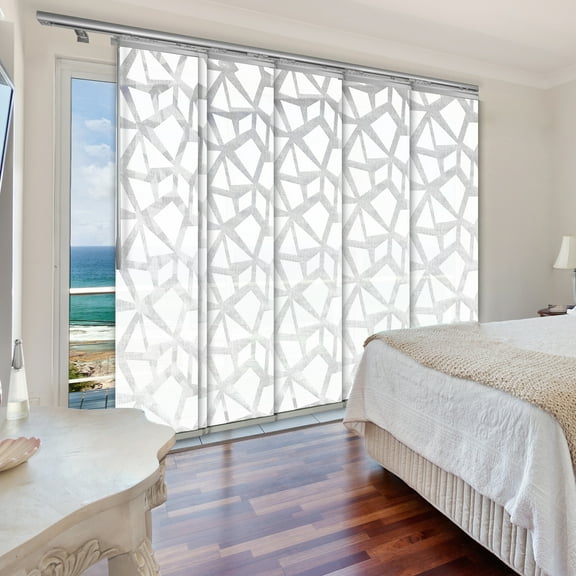 Domovina 6 Panel Track Vertical Blinds, Adjustable 70-130"W x 116"H - Splinter