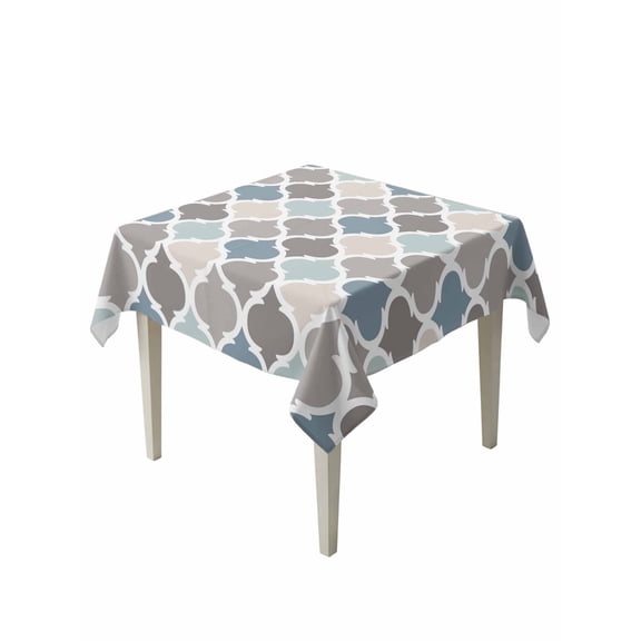 Blue Grey Table Cloth 60x60 Inch Square, Morocco Trellis Textured Modern Art Waterproof Tablecloth Washable Table Cover for Party Picnic Dinner Decor