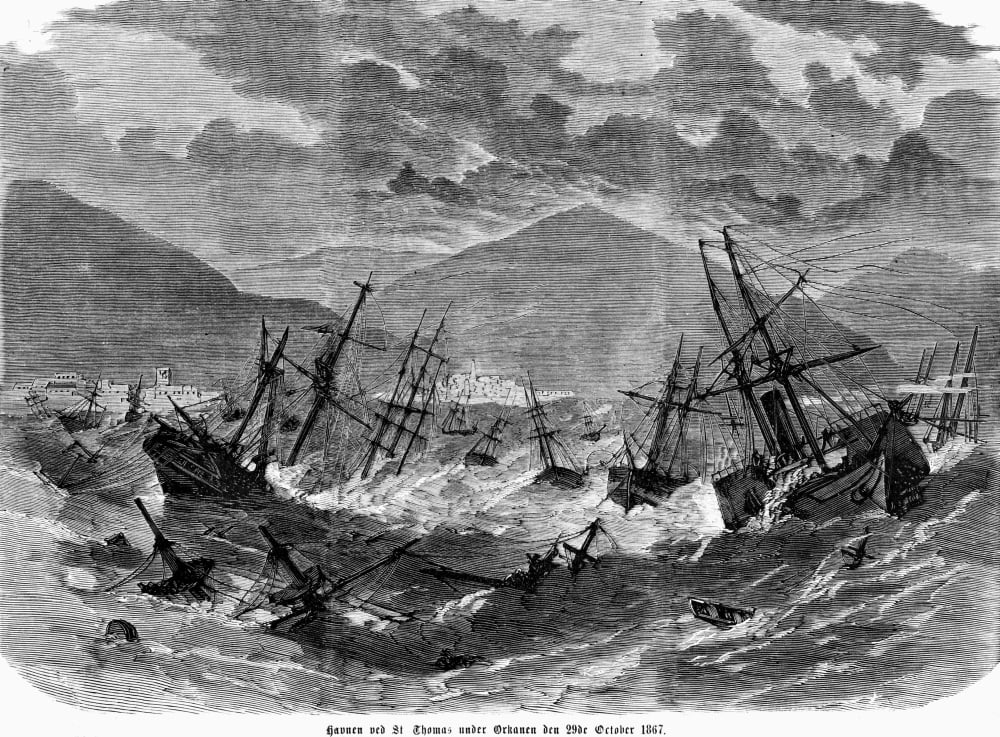 St Thomas Hurricane 1867 Nview Of The Harbor On The Island Of St Thomas